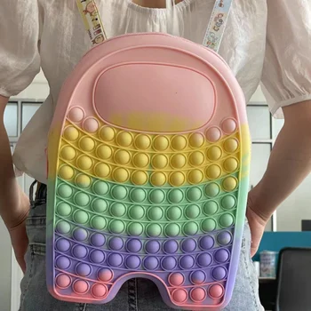 New Kawaii Fidget Toy Popo It Amonging Us Bag Giant Big Silicone XXL Book Messenger School Backpack Push Antistress Children Bag