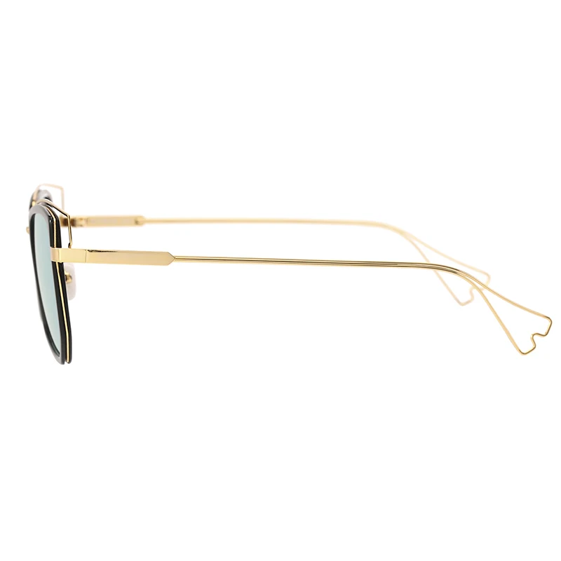 

Gold Fashion Wrap Square Frame Retro Decorative Photochromic Sunglasses Women Men Stripe Pattern Frame Sunglasses For Adults