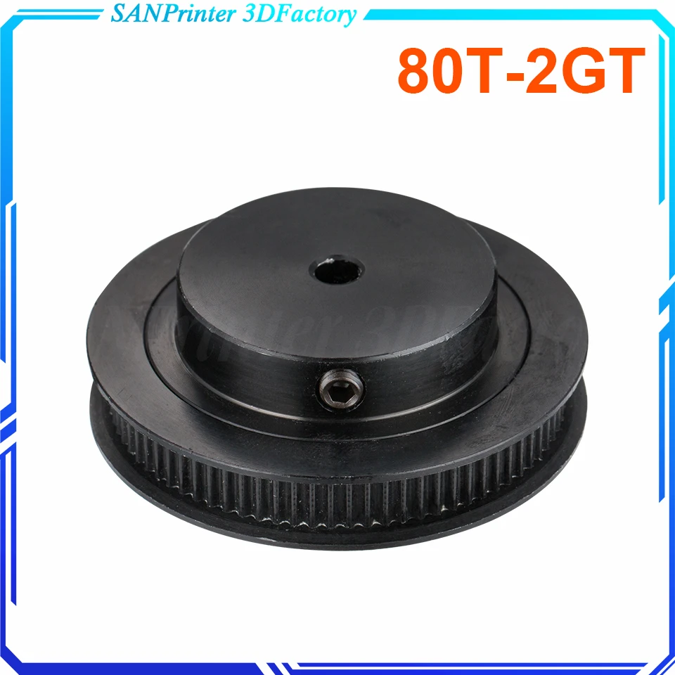 

80 Teeth Black Anodized 2M 2GT synchronous Pulley Bore 5mm for width 6mm 2MGT Timing Belt GT2 pulley Belt 80Teeth 80T