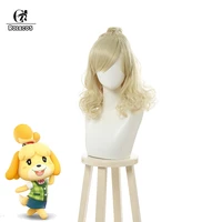 rolecos anime animal crossing cosplay hair isabelle cosplay 30cm beige cosplay headwear synthetic hair