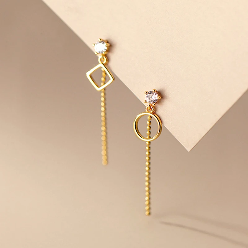 

925 Sterling Silver Ear Needle Korean Exquisite pendant Stud Earrings Simple Long Tassel Pave Crystal Women's Fashion Earrings