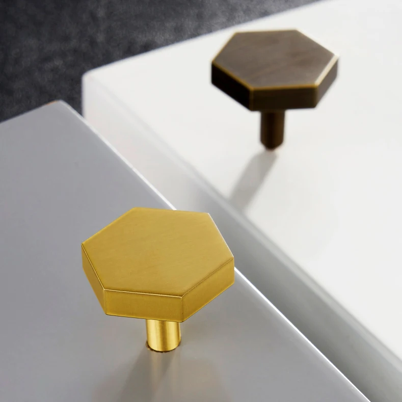 Золотой античная бронза медный шестигранник ручки шкафа Ручка комода ящика