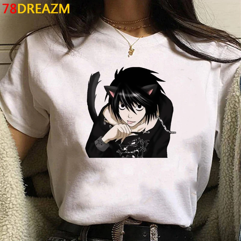 

Japanese Anime Death Note T Shirt Women Kawaii Summer Tops Unisex Cartoon Graphic Tees Manga E Girl Fashion Tshirt Female
