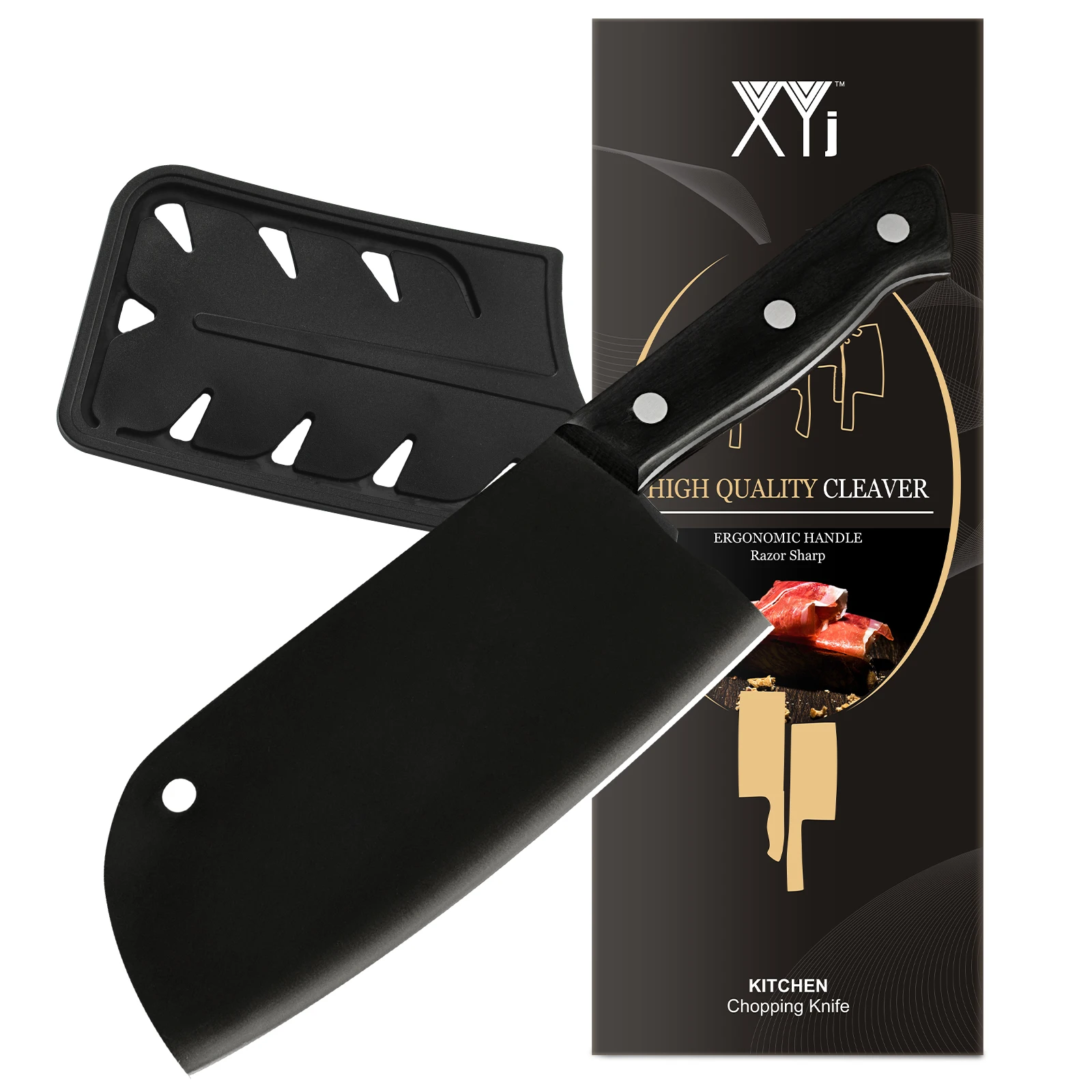 

7 Inch Stainless Steel Forged Chopping Knife Clad Steel Kitchen Slicing Knife Wood Handle Full Tang Cleaver With Cover Gift Box