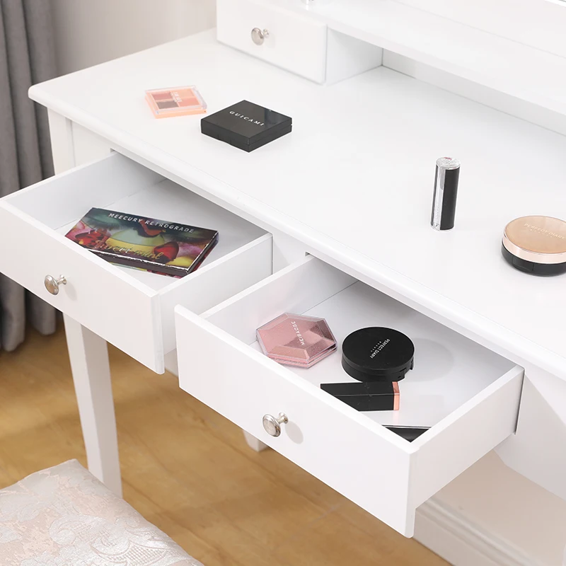Современный туалетный столик трехскладной с зеркалами для макияжа и ящиками