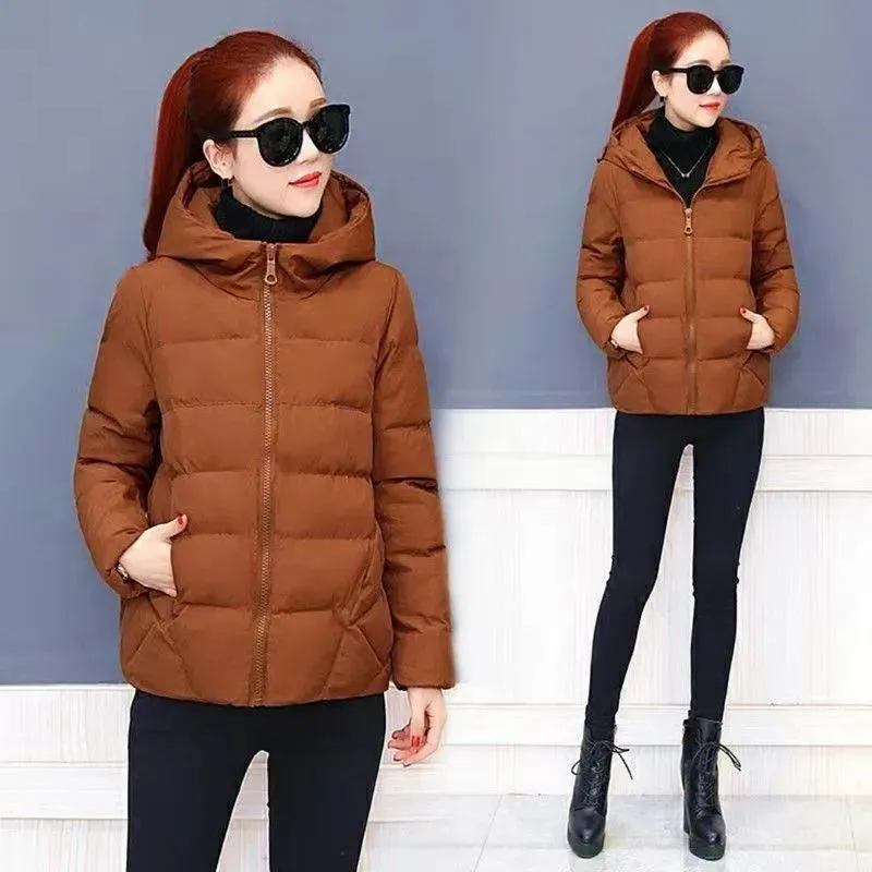 2023 New Black Fashion Puffer Coats Winter Hooded Cotton Coat Loose Jackets Women Short Down Cotton Jacket Casual Female Outwear