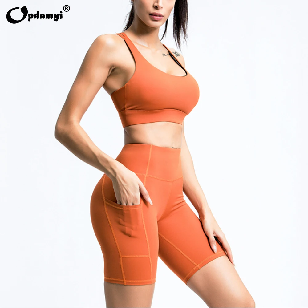 Женский спортивный костюм для йоги бесшовный комплект из 2 предметов леггинсы с