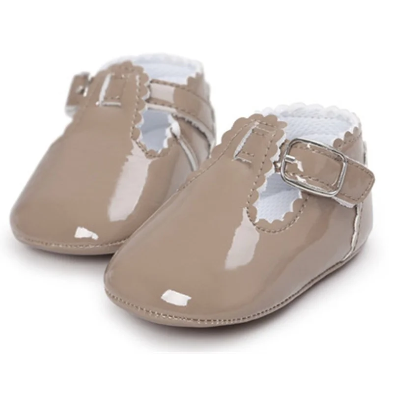 

Newborn Toddler Shoes Infants Soft Soled Footwear For Kids Bright Shoes Baby Fashion Outside Wear Shoes Solid Color PU Material