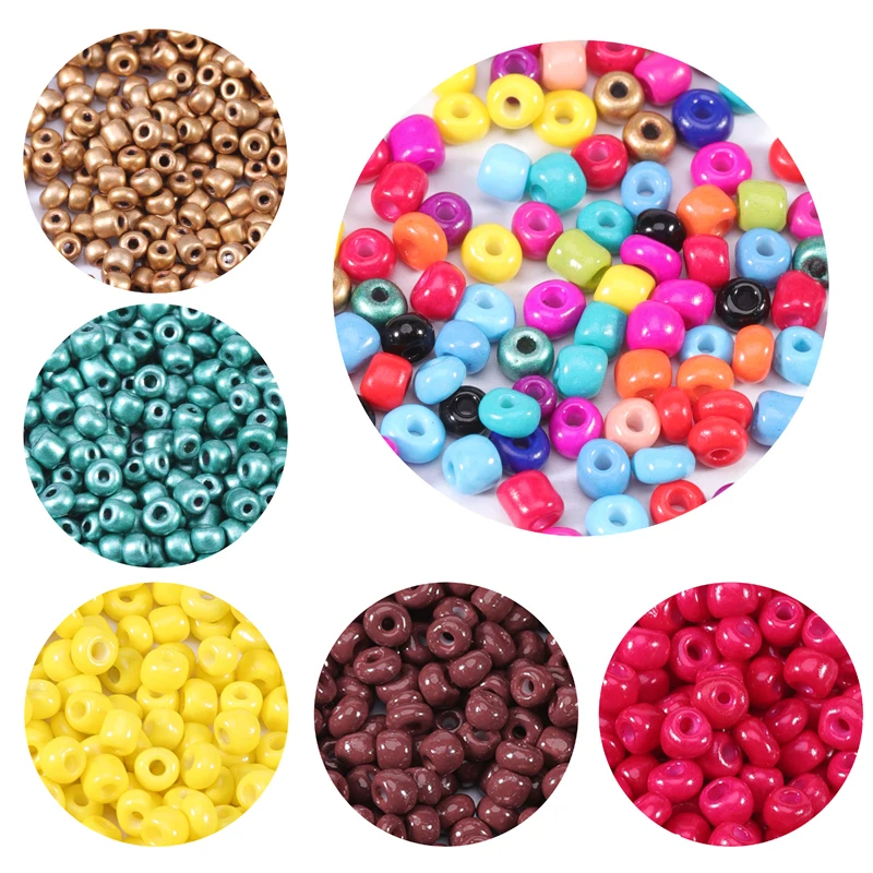 1000PCS 2.5/3/4mm  Czech Glass Seed Beads Baking Paint Peads Dyed Core Beads Hole Bead Spacer DIY Beads For Kids Jewelry Making