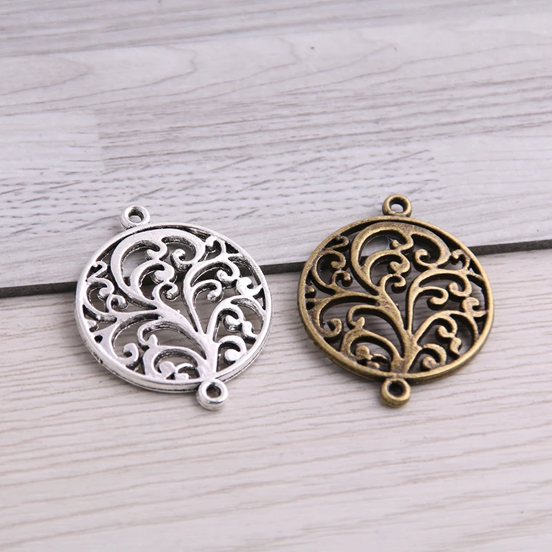 

SWEET BELL 40 шт./лот, два цвета, винтажный цветок, ювелирный соединитель, фурнитура 25*31 мм, ручная работа, античная бронза, Diy компоненты