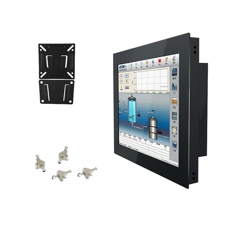 

10.4/12.1/15/17 inch industrial touch monitor with HDMI+VGA+USB+DC interface resistive touch
