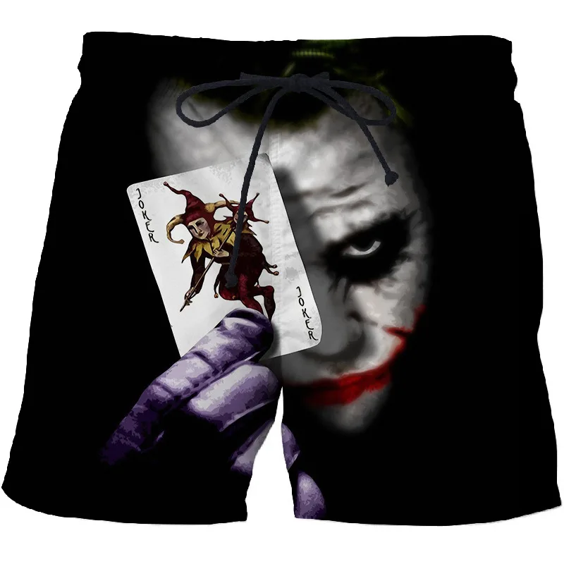 

2021 New 3D Clown Print Summer Surfing Beach Shorts Man Travel Board Shorts Poker Joker Swimwear Quick Drying Holiday Streetwear