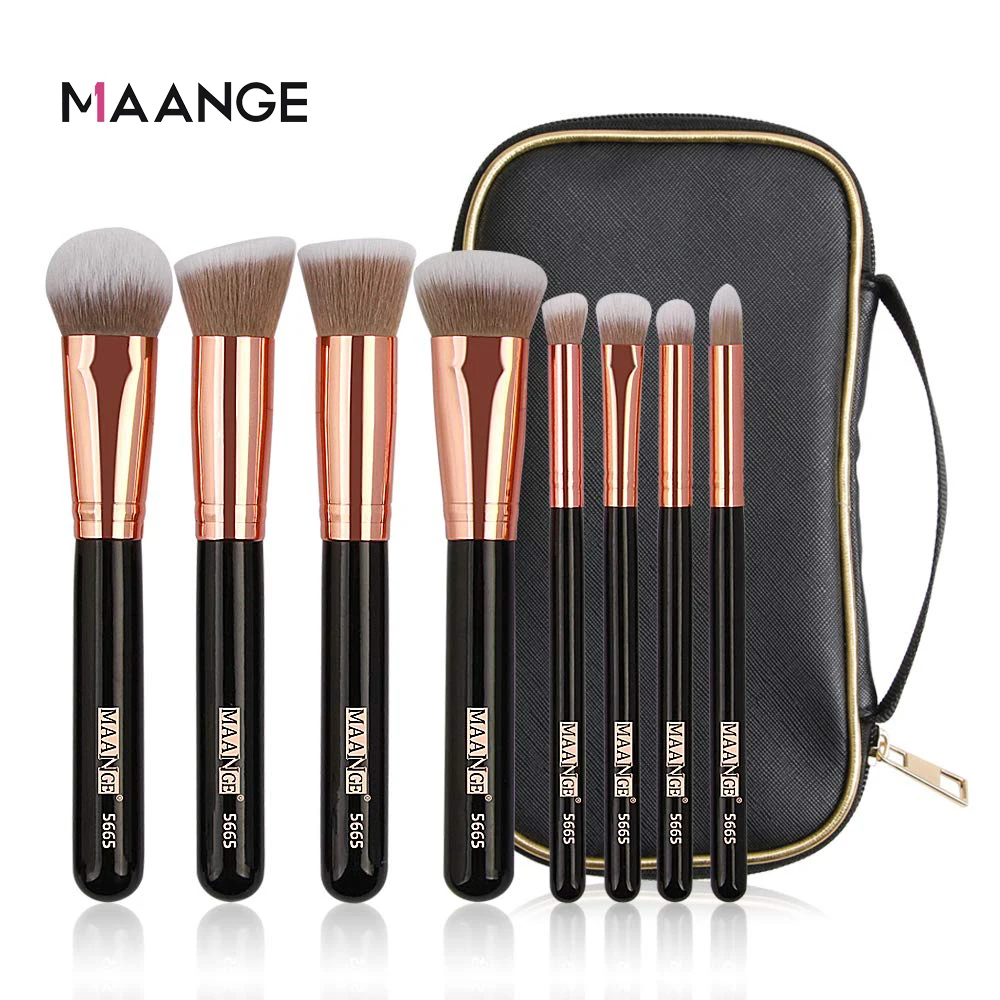 

MAANGE Pro 8pcs/lot Makeup Brushes Set with Case Soft Synthetic Hair Foundation Powder EyeShadow Blending Brushes For Makeup New