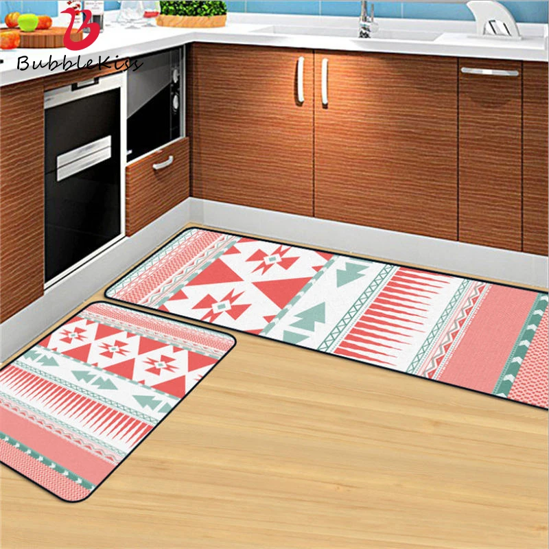 Розовый ковер с мультяшным геометрическим рисунком кухонные коврики домашний