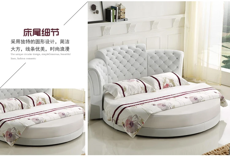Умный каркас кровати camas спальня кровать двуспальная горит кровати سرير muebles de dormitorio мебель светодиодный светильник круглый натуральная кожа