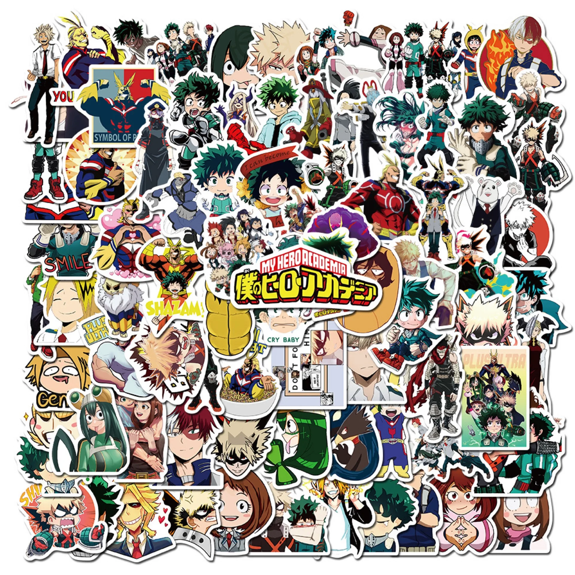 Pegatinas de My Hero Academia para Izuku Midoriya de Skateboard, pegatinas de My Hero Academia para ordenador port&aacute;til, pegatinas Boku No Hero Academia Personaje de Anime, 10/50/100 Uds.-0