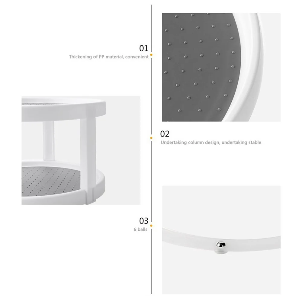 

Single/double layer 360 Rotation kitchen Non-Skid Spice Rack Pantry Cabinet Turntable with Wide Base Storage Rotating Organizer