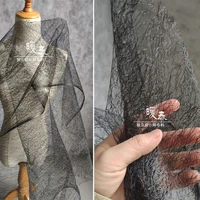 irregular hollowed mesh tulle fabric black diy silhouette design veil decor gown skirt wedding dress designer fabric