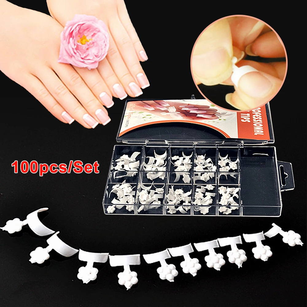 

100x French False Acrylic Nail Art Tips White Decoration Manicure UV Gel