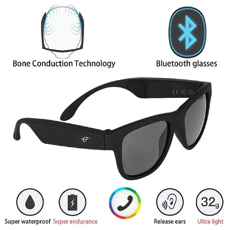 구매 스마트 골전도 블루투스 5.0 선글라스, 귀 개방형 헤드셋 편광 안경 무선 안경 방수