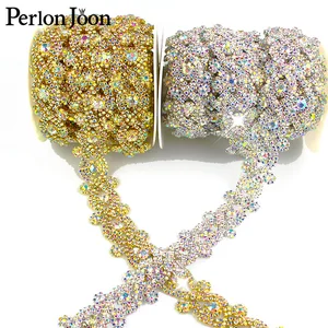 Металлическая цепочка-лента для Стразы, Симфония цветов AB, украшенная кристаллами, 1 ярд, ML013