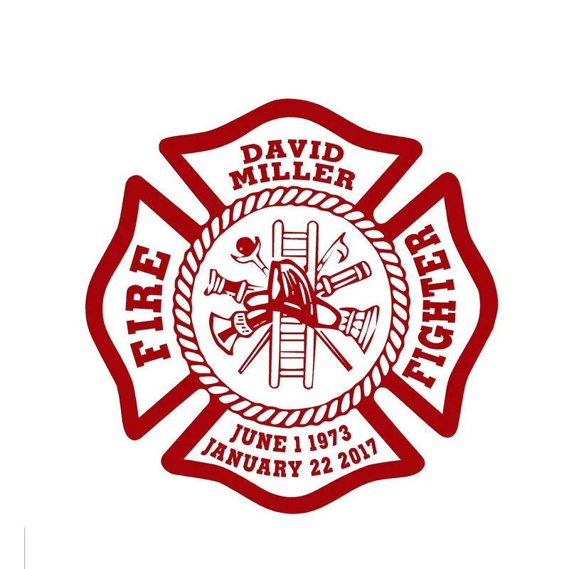 

Cover Scratches Car-Stickers DAVID MILLER Firefighter Heart for Bumper Rear Windshield Decal Auto Exterior Decoration KK15*15cm