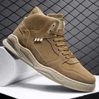 Зимние теплые мужские ботинки с меховой подкладкой, Высококачественная замшевая кожаная мужская рабочая обувь, уличные мужские ботильоны на шнуровке в стиле ретро