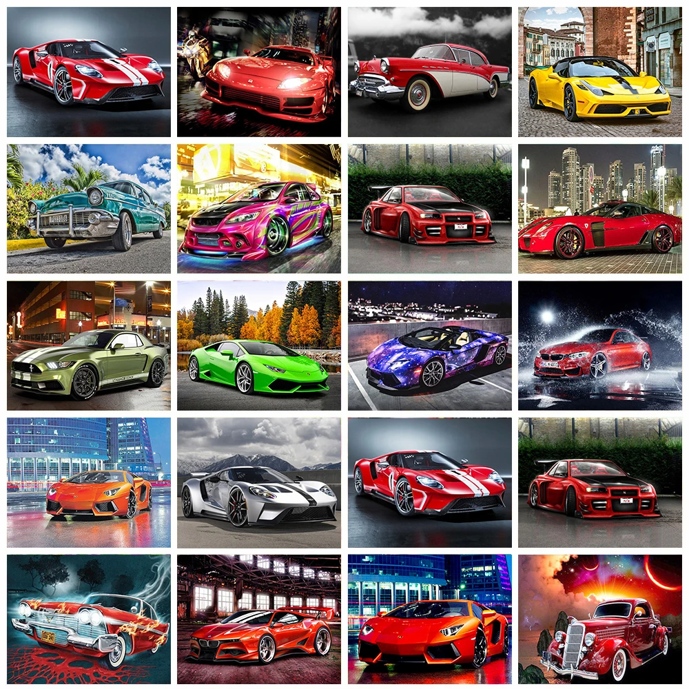 5D Diamond Painting Sports Car Scenery Diamond Embroidery Picture Of Rhinestone Mosaic Art Cross Stitch Car Diamond Painting Kit