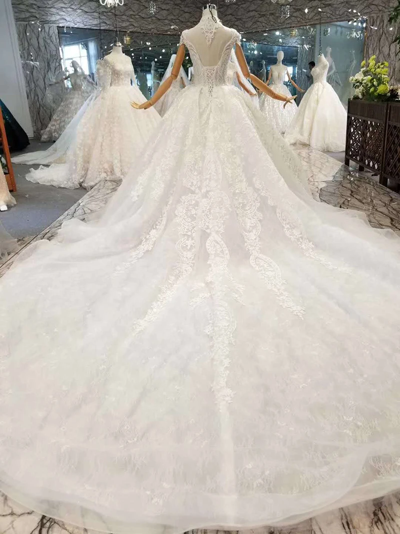 Бесплатная доставка свадебное платье белое с высоким воротом рукавами