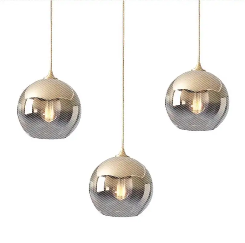

Nordic Simple Personality CreativeBar Counter Restaurant Golden Gradient Glass Ball Chandelier