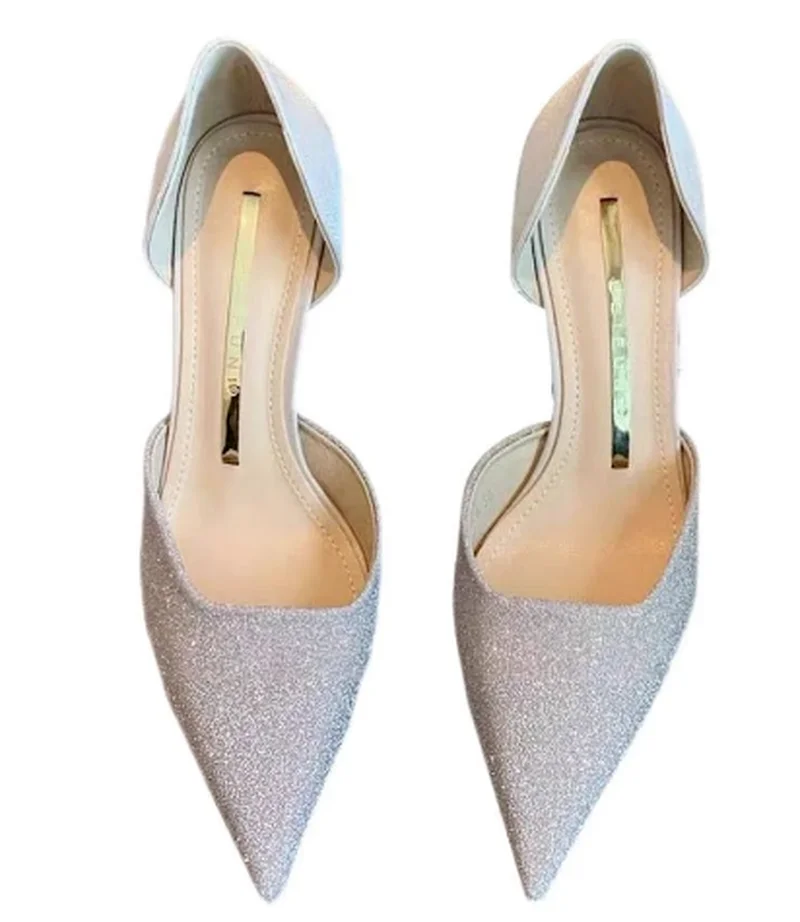 

2021 Summer Brand Design Sexy Pointed Toe Embossed Leather Ladies High Heels Elegant Sexy Sandals Heels for Women