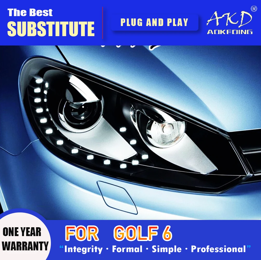 Налобная лампа AKD для VW Golf 6 светодиодная фара 2009-2012 фары R20 DRL сигнал поворота