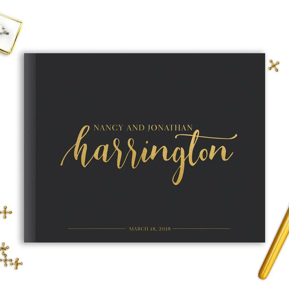 

Personalized Wedding Guest Book,Gold Foil Guest Book,Custom Calligraphy engagement sign book,Wedding Keepsake,Bridal Shower Idea