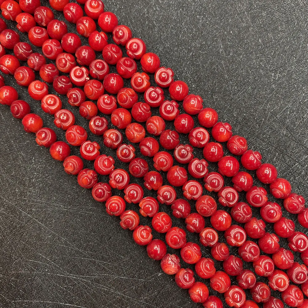 

Red Coral Bead Carved Bead Synthetic Coral DIY Lady Jewelry Making Charm Jewelry 7mm Necklace Bracelet Earring Accessories