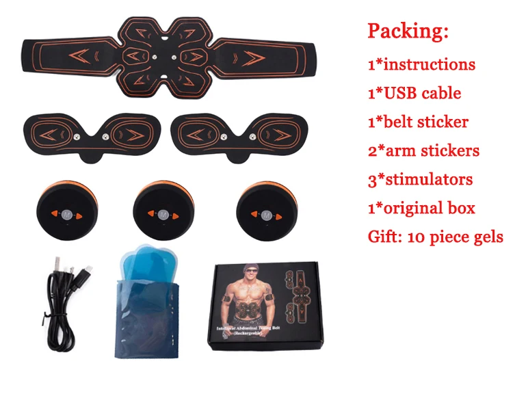 small retail set ABS/EMS перезаряжаемый беспроводной стимулятор мышц живота Смарт фитнес-Массажная наклейка пояс для похудения - Цвет: small retail set