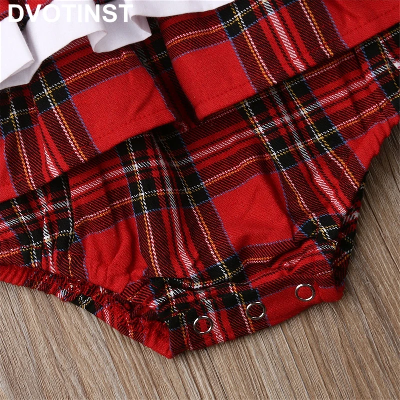 

Baby Girls Christmas Children's Red Plaid Long Sleeve Bodysuit New Year's Dresses Infant Tollder Clothing Clothes Outfit Costume
