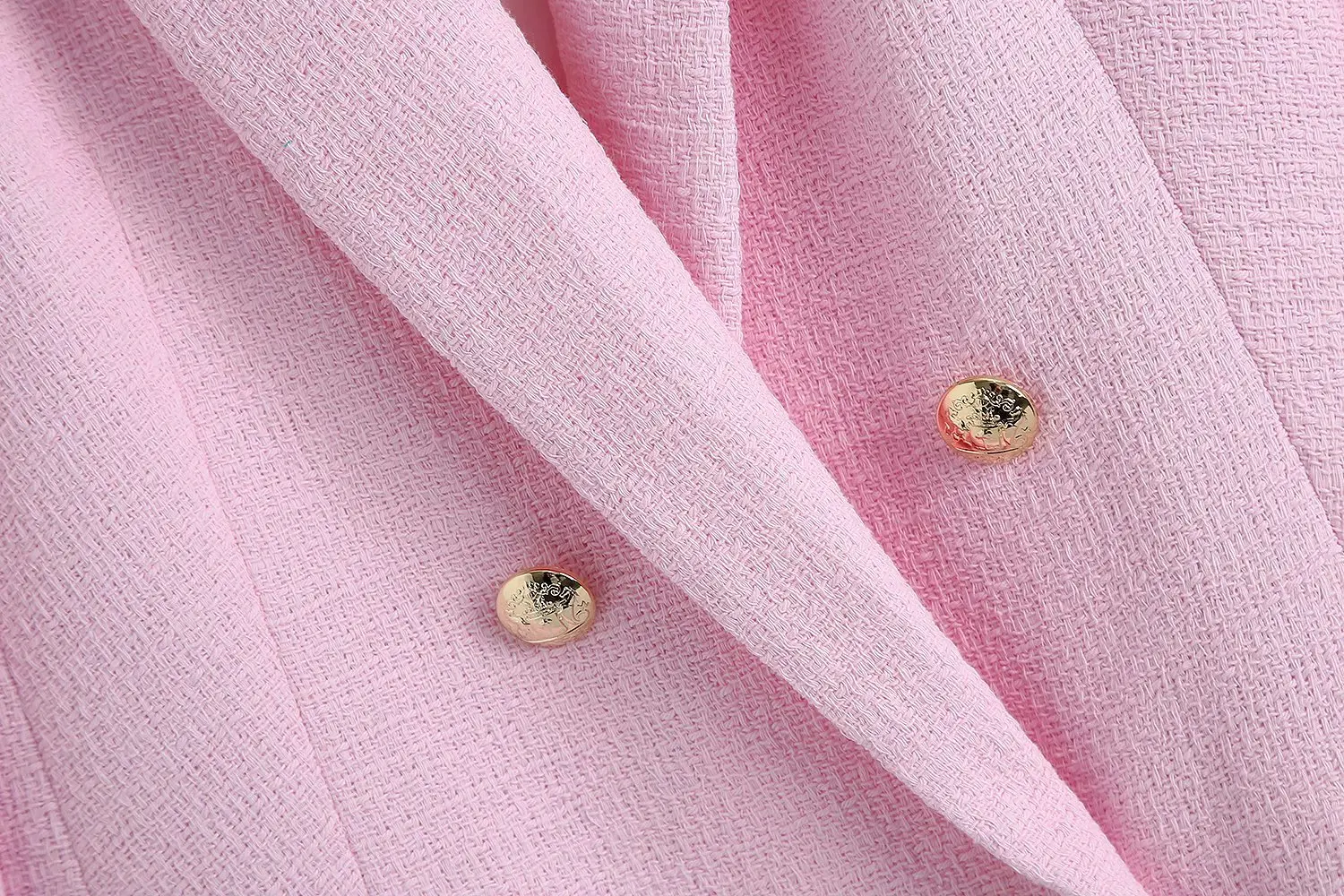 

ZA 2021 Women Fashion White Pink Tweed Blazers And Jackets Vintage Button Office Suit Coat Ladies Elegant Outwear