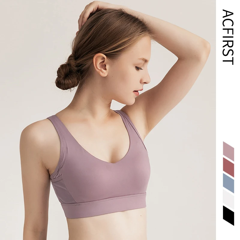 

AcFirst Women Purple Sexy Fitness Bras Breathable Cut Out Sports Bra Yoga Athletic Gym Running Cost Back Push Up Sport Tops