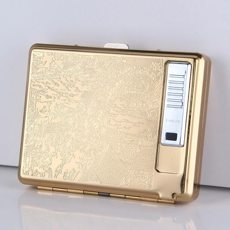 

20 Pcs High-end Boutique Cigarette Case USB Rechargeable Cigarette Lighter Gadgets for Men Technology Electric Lighter Men Gifts