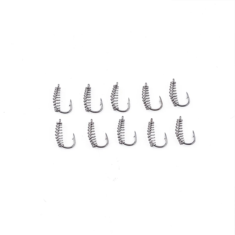 

10pcs/lot High Carbon Steel Spring Hook Barbed Swivel Carp Jig Fly Fishing Hooks With Hole For Fishing Tackle Accessories jig