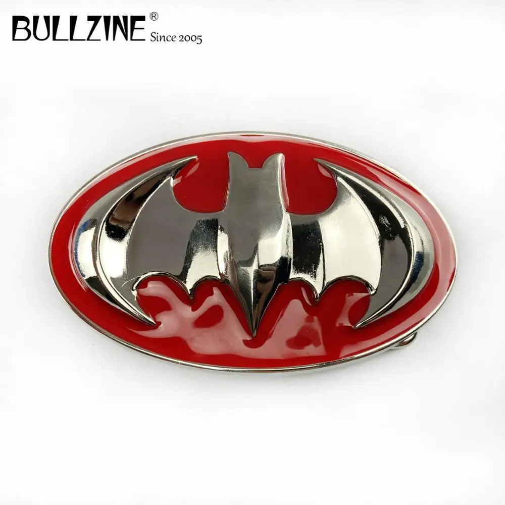 Bullzine красный эмалированный ковбойский джинсовый ремень с Бэтменом Пряжка