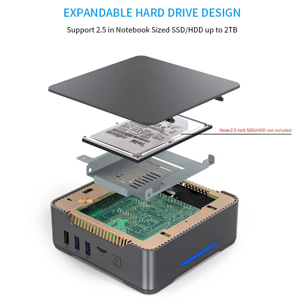 

Mini PC Windows 10 GK3V Micro Computer Support Dual Band Wi-Fi 1000Mbps Ethernet HDMI VGA Desktop PC HTPC 8GB RAM 128/256GB SSD