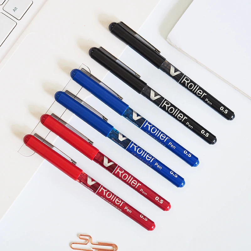 

Snowhite V60 Gel Pen Direct-fluid-roller Pen Quick-drying Gel Pen 0.5mm 3 Colours Kawaii Stationary School Supplies 12PCS