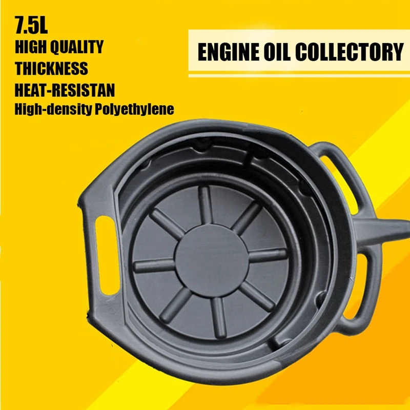 

7.5L Oil Drain Pan Waste Engine Oil Collector Tank Gearbox Oil Trip Tray for Repair Car Fuel Fluid Change Garage Tool