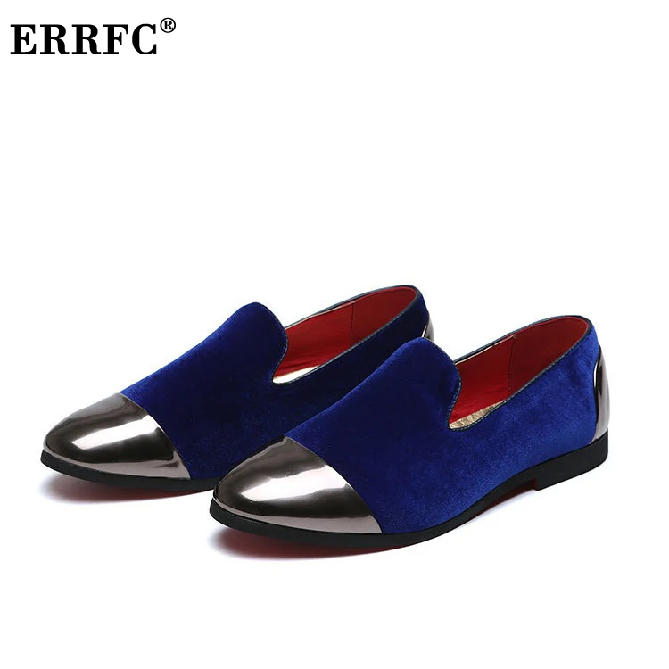 ERRFC Модные мужские повседневные лоферы синие Черные слипоны из флока трендовая
