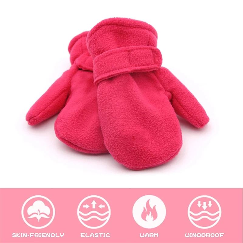 Winter Warm Thicken Baby Gloves Toddler Infant Winter Mittens Lined with Fleece Easy-on Baby Boys Baby Girls Outdoor Mittens