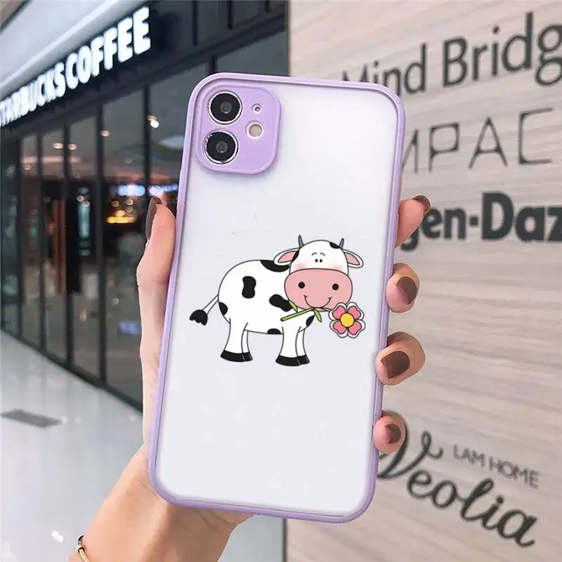 

Cow cartoon cute pattern Phone Case matte transparent For iphone 7 8 11 12 plus mini x xs xr pro max cover
