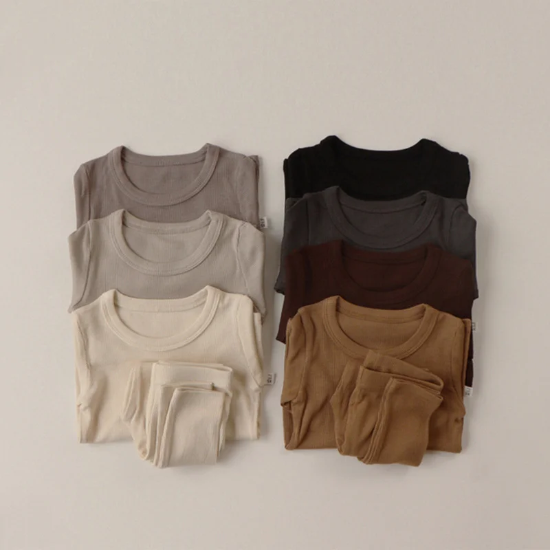 

Детская Зимняя Детская домашняя одежда Peekaboo в Корейском стиле, нижнее белье с длинными рукавами, теплая утепленная Детская Пижама