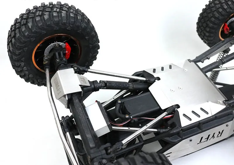 Placa de deslizamiento de metal de armadura de chasis, placa protectora de acero inoxidable para 1/10 RC axial rbx10 ryft, accesorios de coche-3