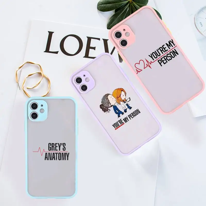 

Greys Anatomy Phone Case For iPhone 12 11 Mini Pro XR XS Max 7 8 Plus X Matte transparent Purple Back Cover